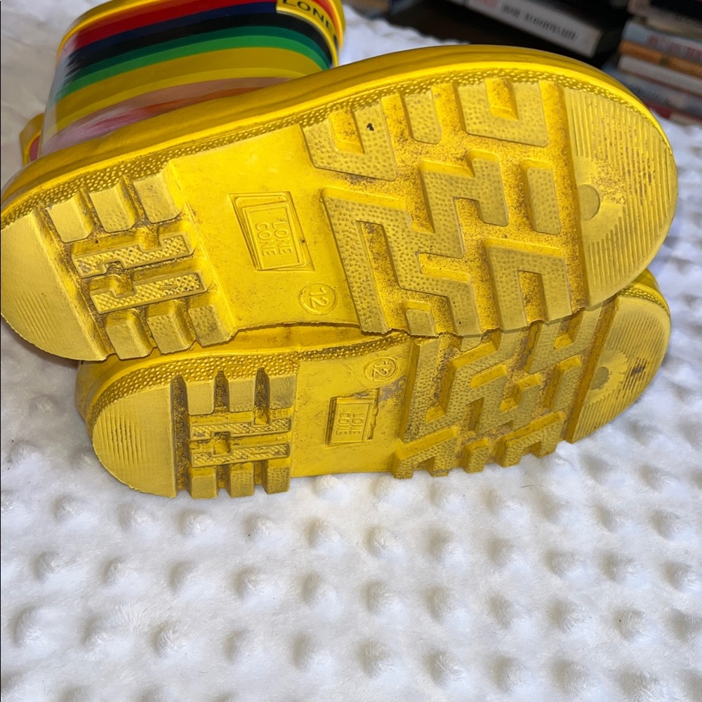 Lone Cone Kids' Yellow Multicolor Stripe Rain Boots - Picture 3 of 4